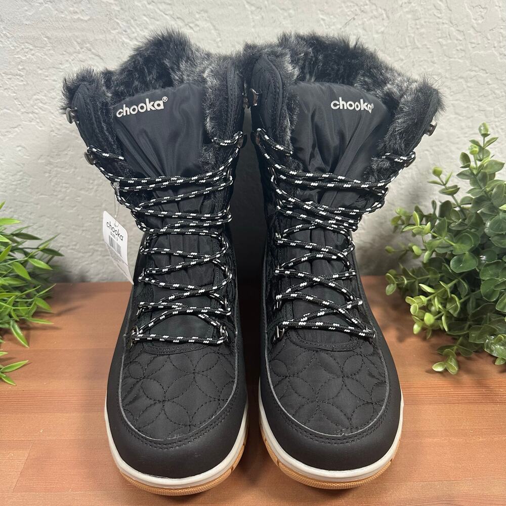 Chooka Women's Belltown Mid Faux Fur Black Boots Size 9 - Picture 4 of 9